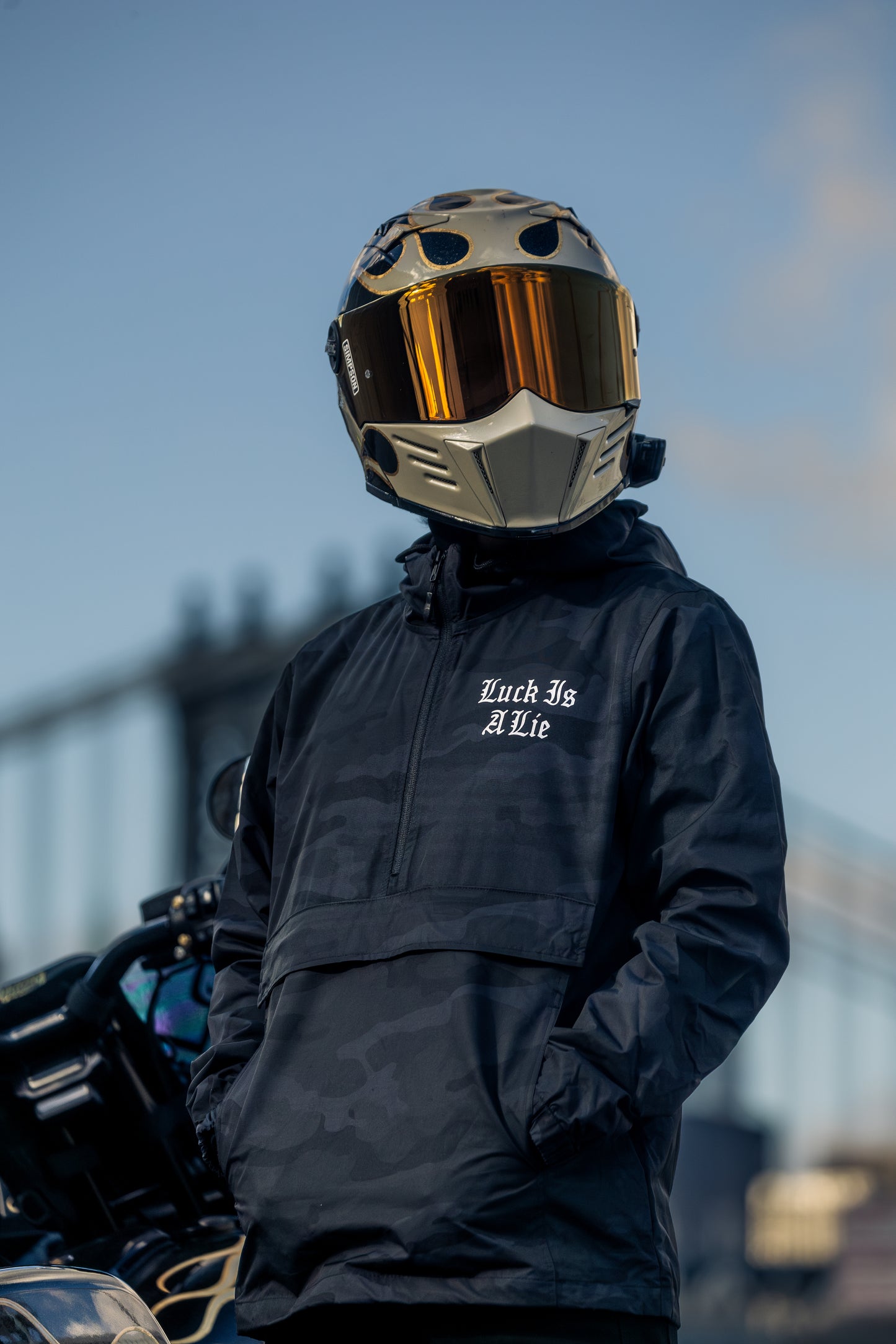 Luck Is A Lie - Black Camoflage Windbreaker