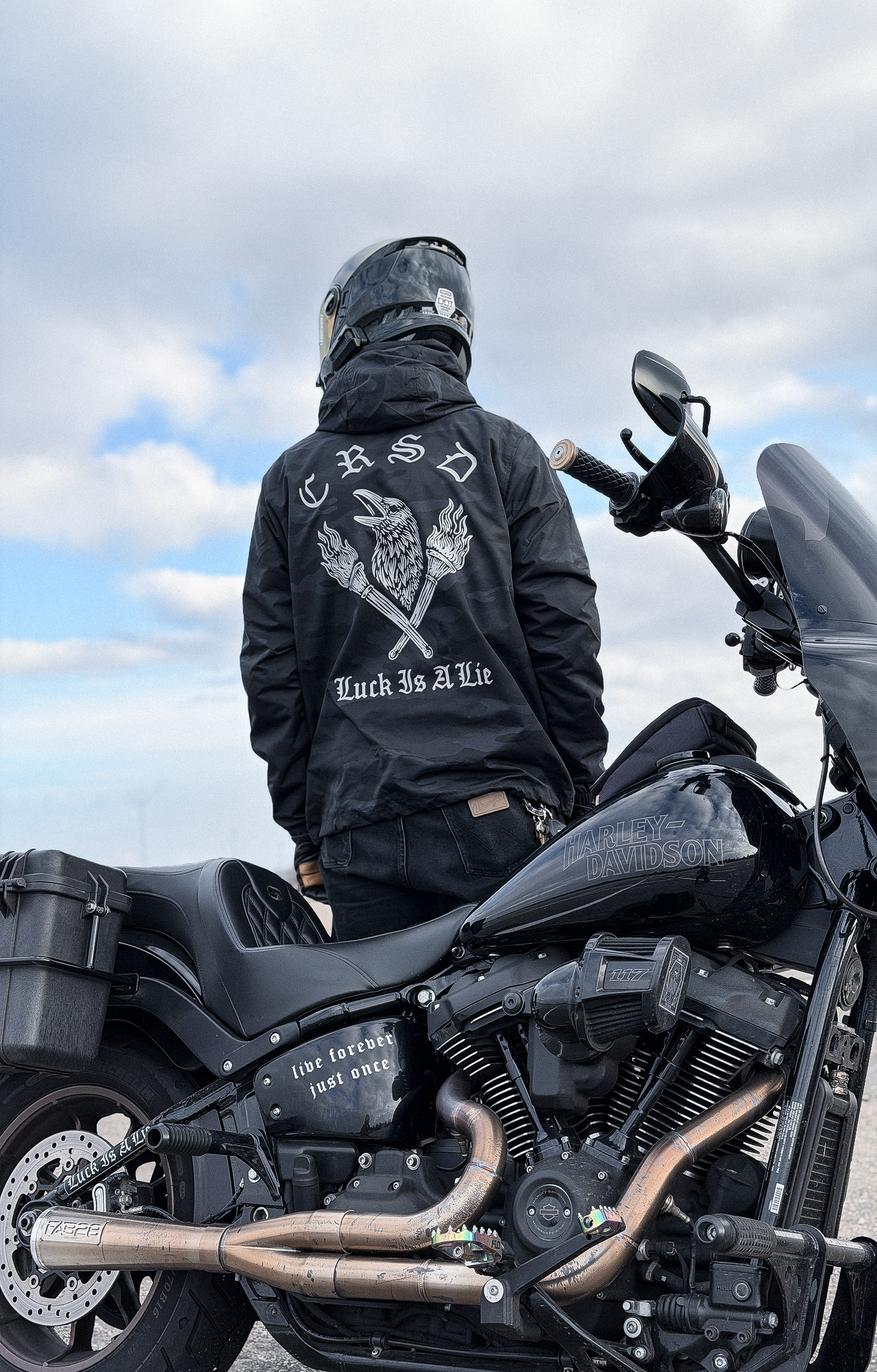 Luck Is A Lie - Black Camoflage Windbreaker