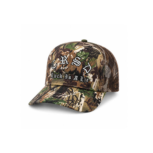Luck Is A Lie - Woodland Camo Trucker Hat