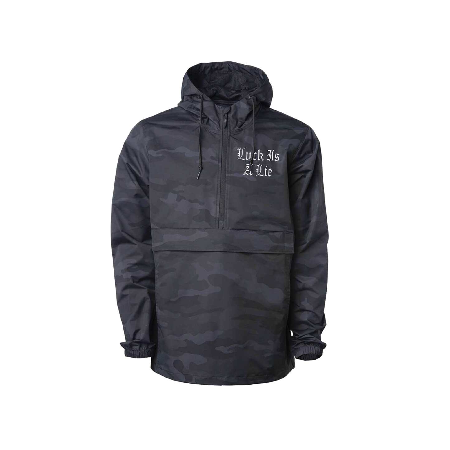 Luck Is A Lie - Black Camoflage Windbreaker